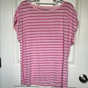Talbots Pink Cap Sleeve Striped T-Shirt